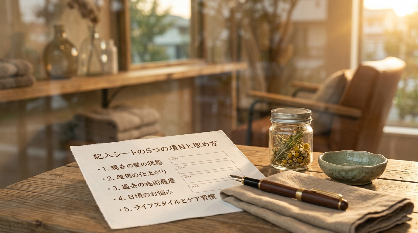 記入シートの5つの項目と埋め方のイメージ